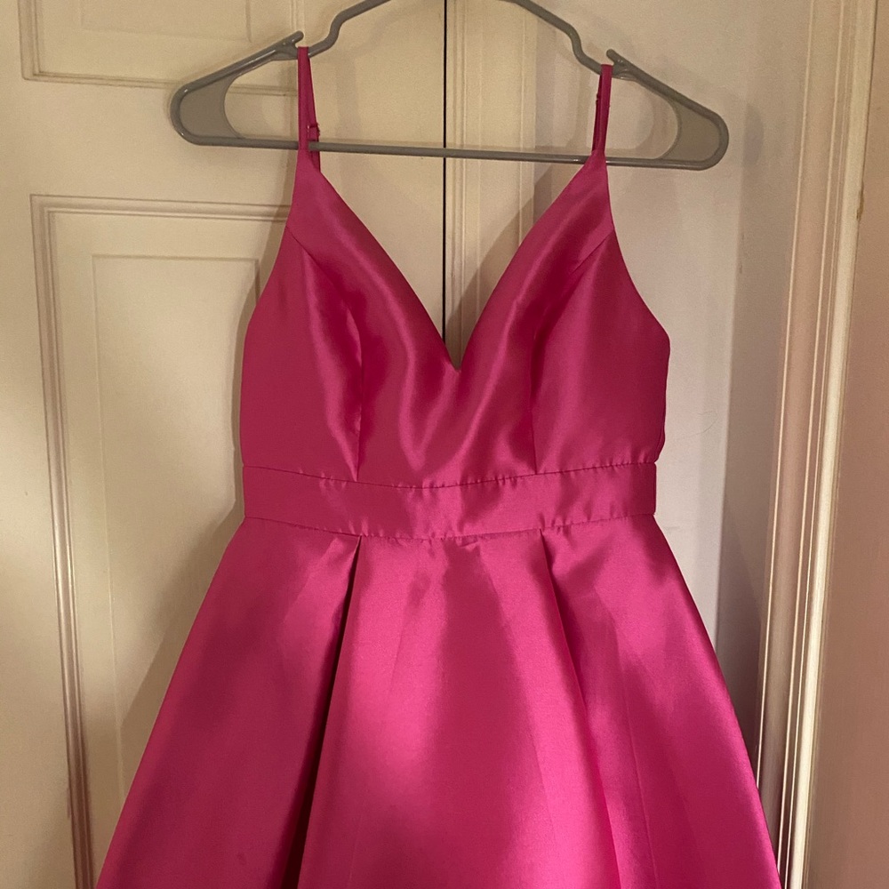 PINK SHEEN HOMECOMING MINI SKATER DRESS